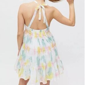 URBAN OUTFITTERS Head In The Clouds Tye Dye Halter Mini Dress